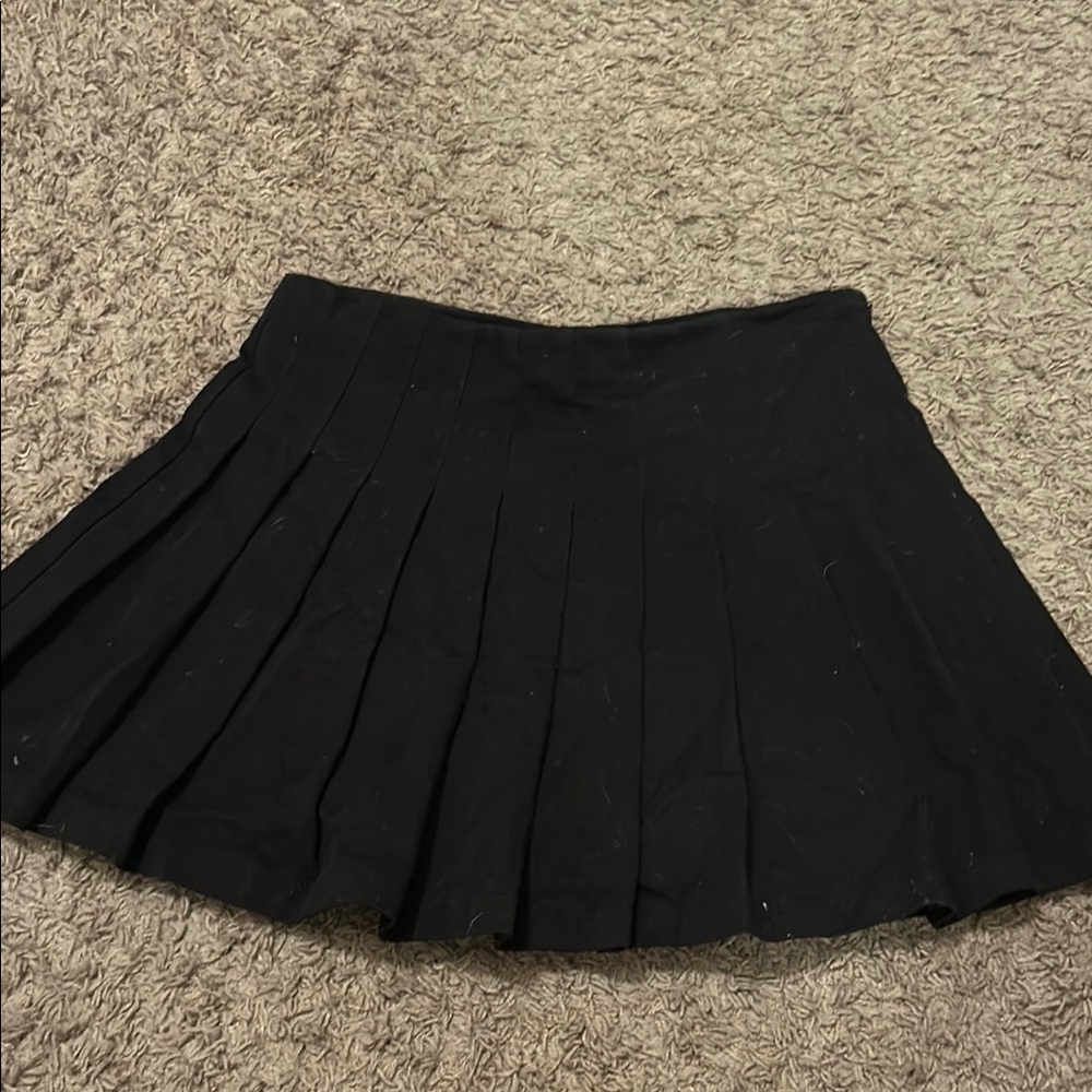 Black Mini Skater Skirt with Pleats